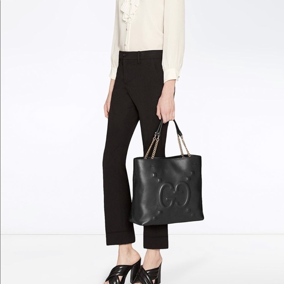 NWT Gucci GG embossed leather tote handbag black - Picture 7 of 8